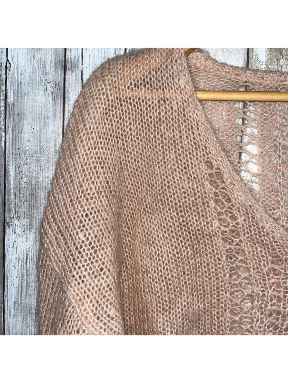 Spell & The Gypsy Collective Knit V-Neck Jumper M/L Mohair Wool Stone Boho - Picture 3 of 8